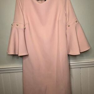 Ivanka Trump Blush Pink Pearl Bell Sleeve Shift Dress Size 6 NWT